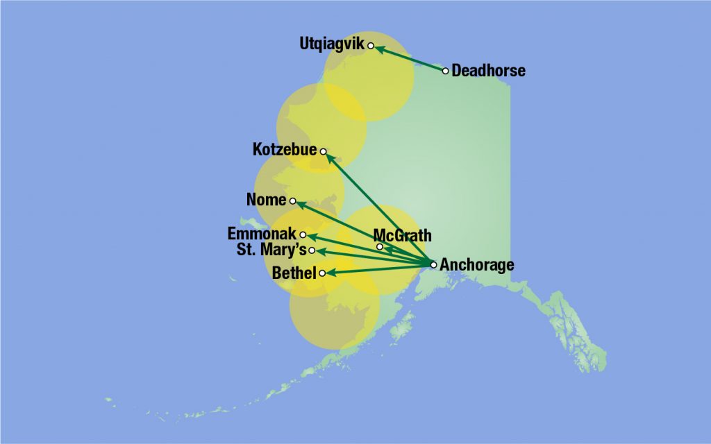 Air Cargo Routes to Bethel, Emmonak, McGrath, Nome, Kotzebue, St. Mary’s, Barrow, and Deadhorse, Alaska